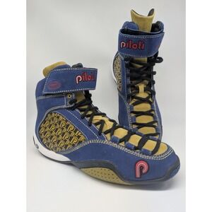 Piloti Suede‎ Driving Racing Shoes Men's size 10 Lace Up Blue Yellow Sneakers